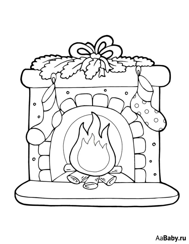 Камин раскраска