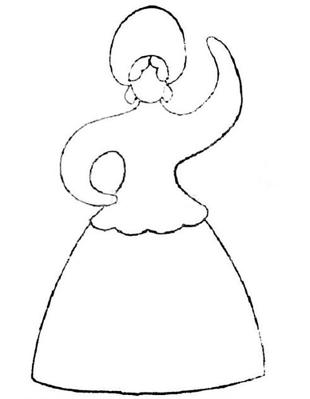 Дымковская игрушка барышня раскраска