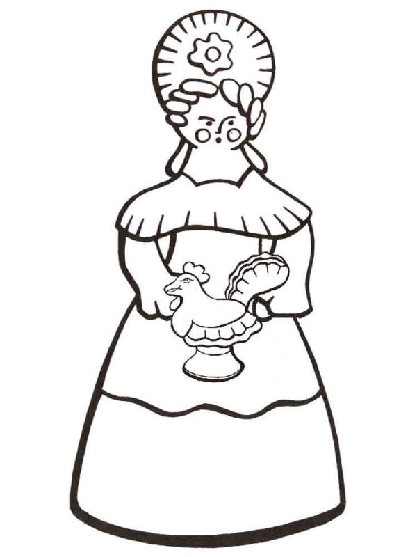 Дымковская игрушка Барыня раскраска