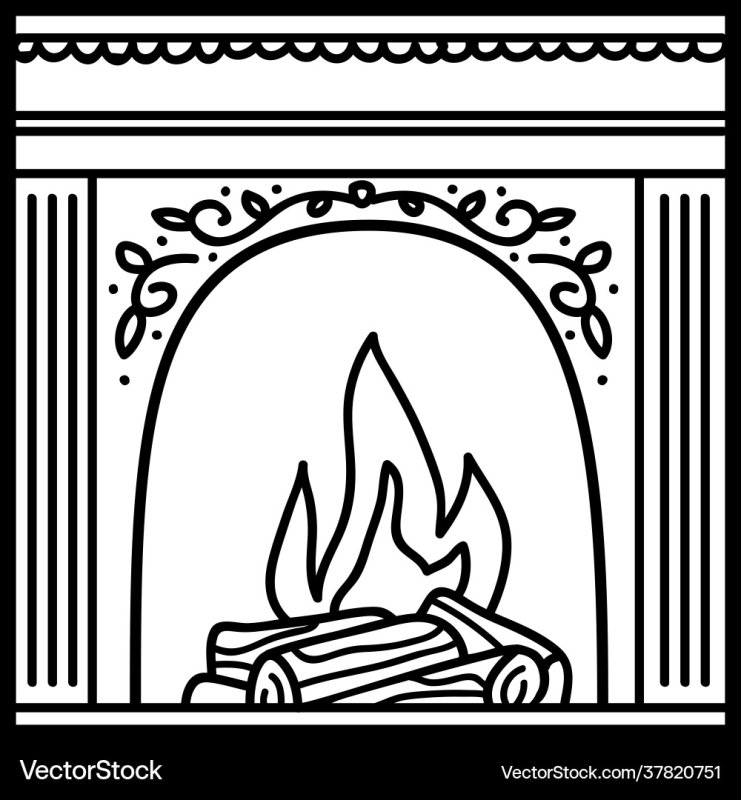 Камин раскраска