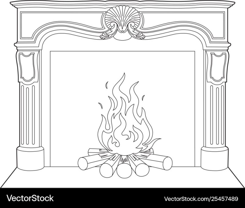 Камин рисунок