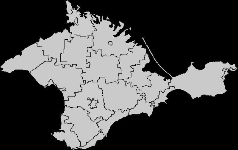 Крымский полуостров на контурной карте
