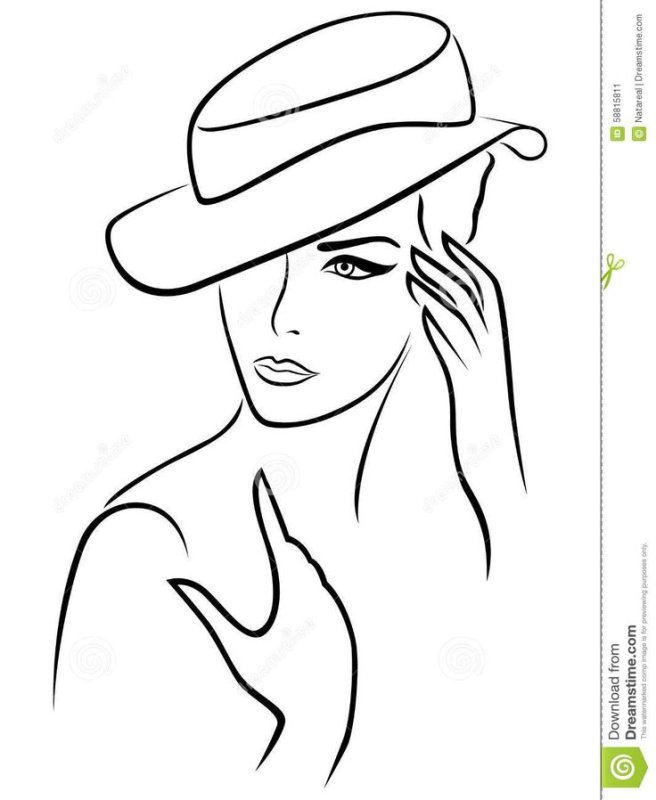 Очертания женщины в шляпе