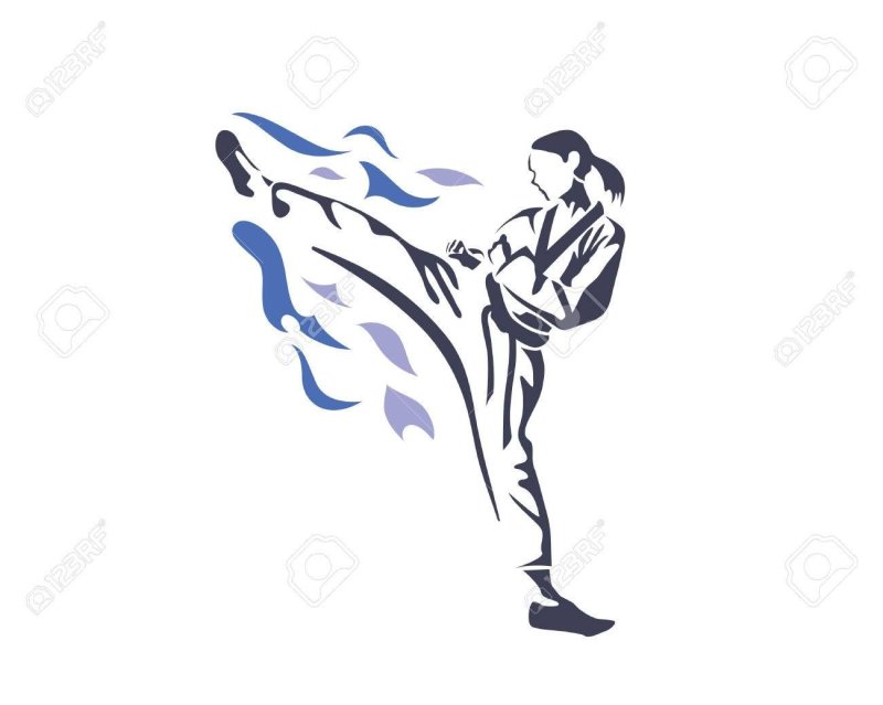 Каратист трафарет