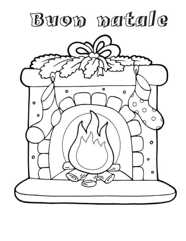 Новогодний камин раскраска