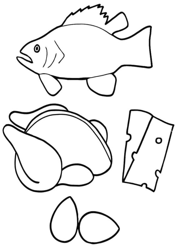 Продукты питания раскраска для детей