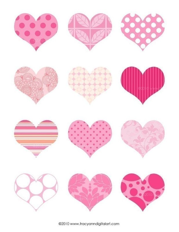 Розовые сердечки для печати