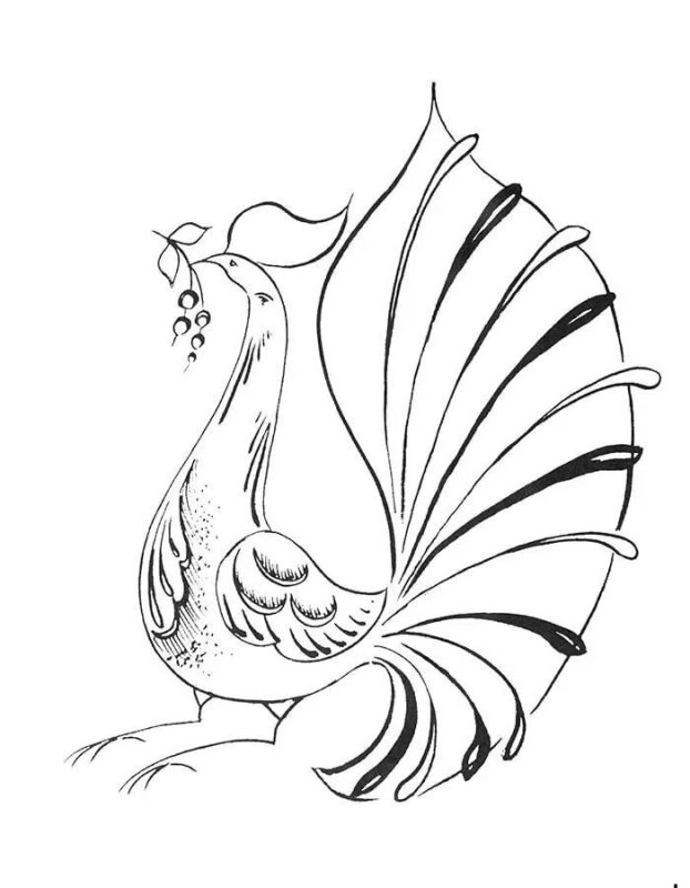 Городецкая роспись раскраска для детей