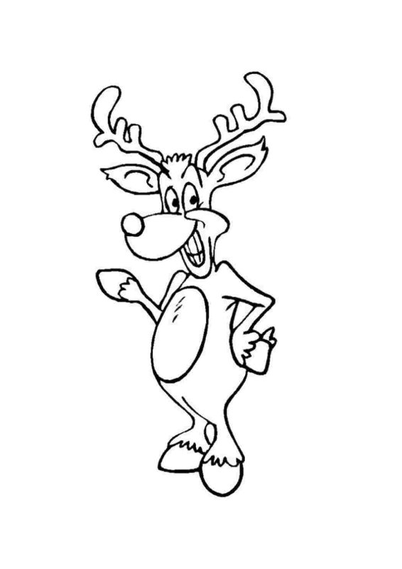 Раскраска олень новогодний