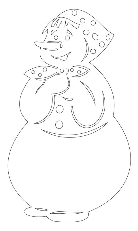 Снеговик трафарет для вырезания на окно
