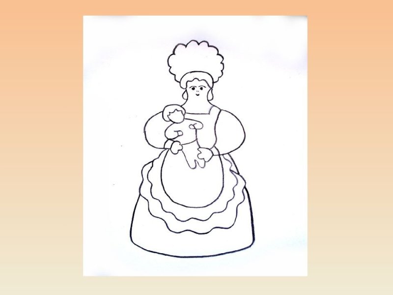 Дымковская игрушка Барыня для рисования