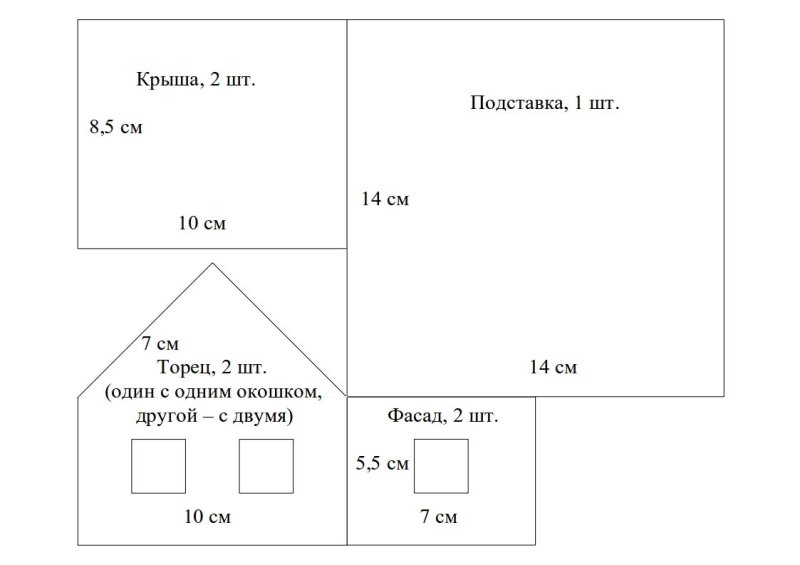Схема трафарета пряничного домика