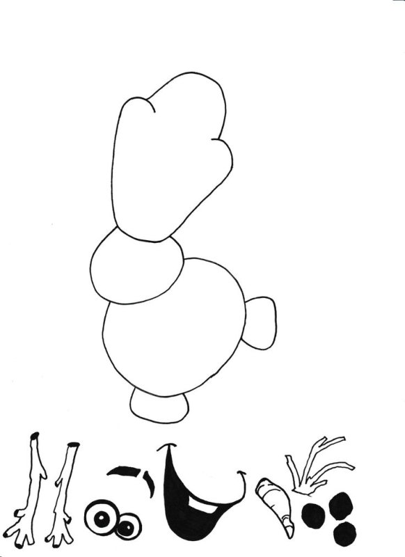 Трафарет Олафа для аппликации