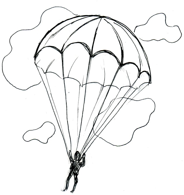 Парашютист раскраска для малышей