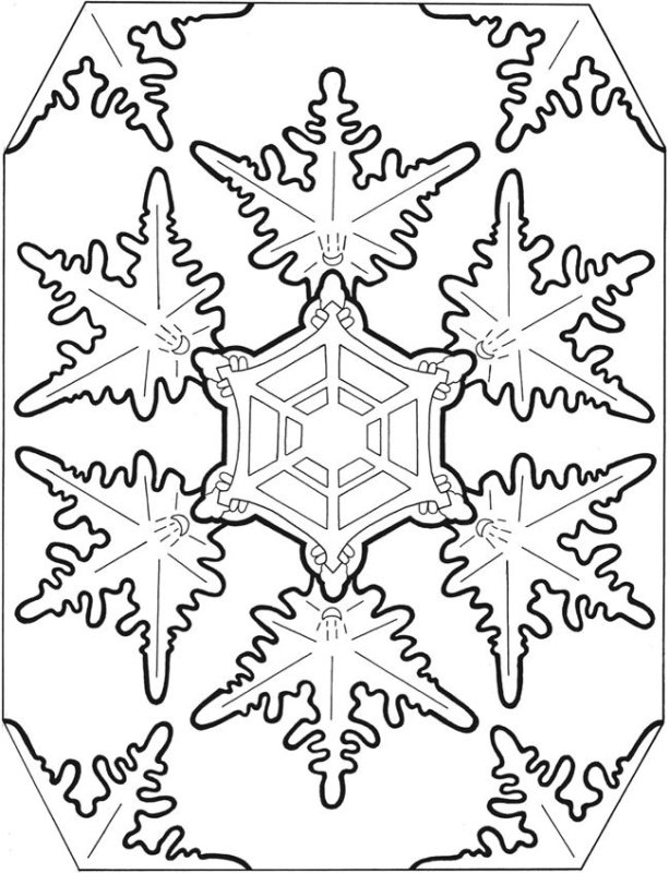 Снежинка раскраска для детей
