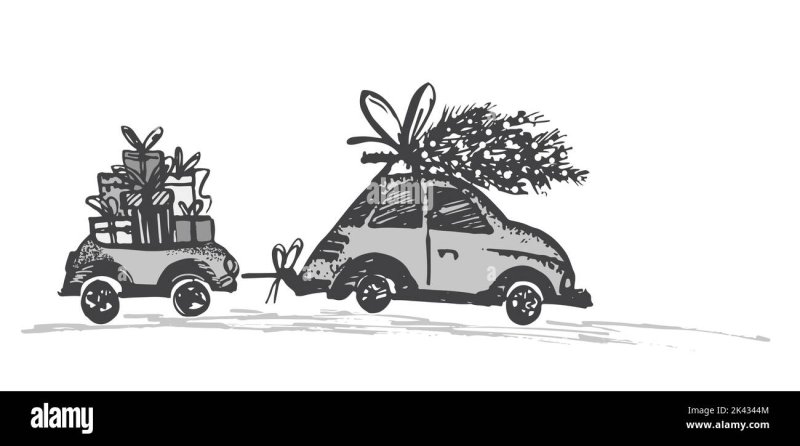 Машина с елкой вектор