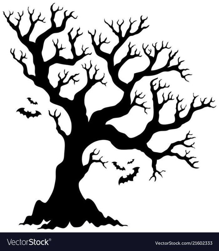 Трафарет дерева на Хэллоуин