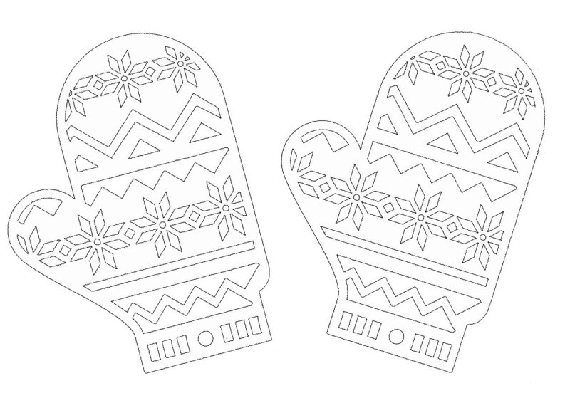 Трафарет варежки из бумаги