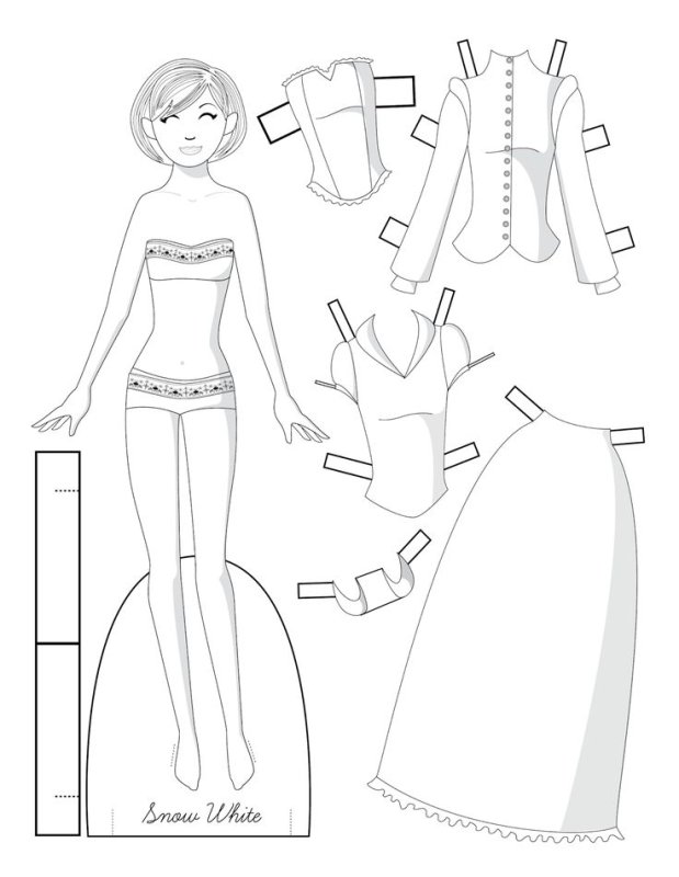 Раскраска кукла с одеждой