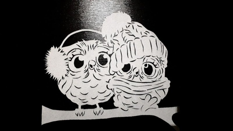 Вытынанка Сова на ветке