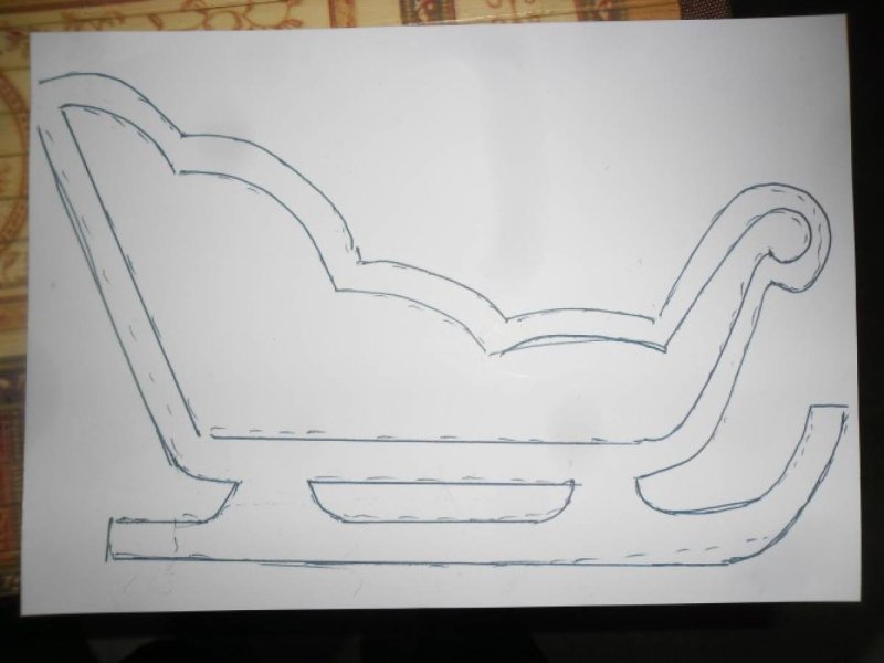 Трафарет санки из картона