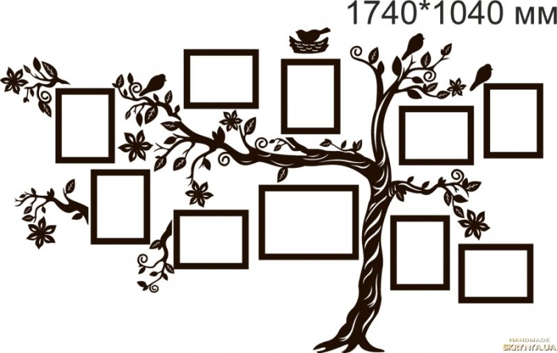 Дерево на стену с фоторамками