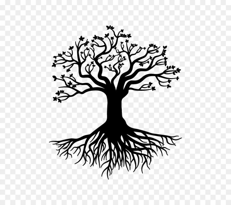 Дерево с корнями силуэт
