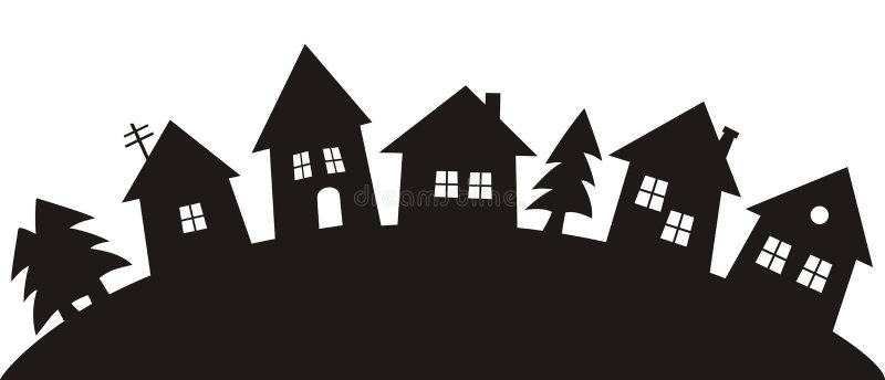 Силуэт домов в деревне