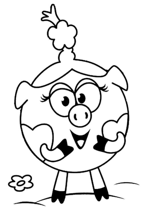 Раскраска Нюша из смешариков для детей