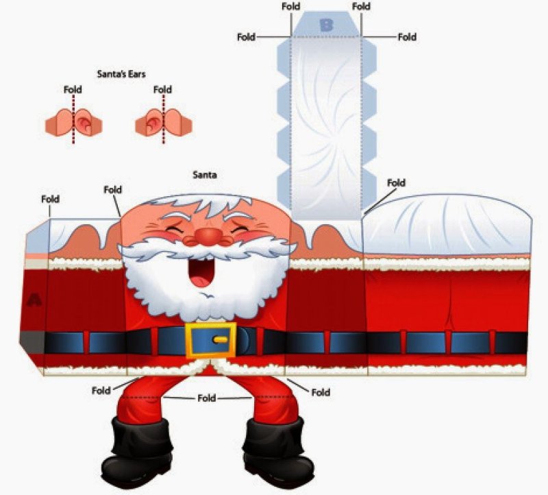 Объемная фигурка Деда Мороза из бумаги