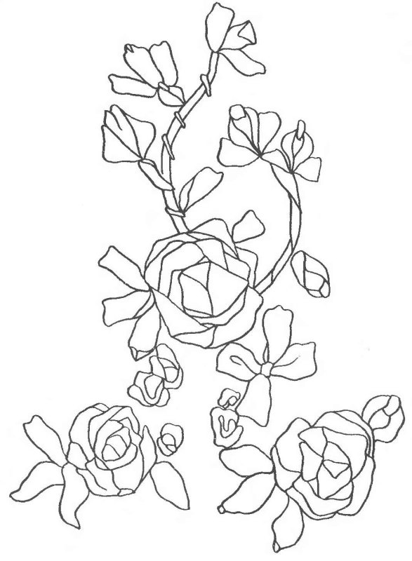 Эскизы для вышивки лентами розы