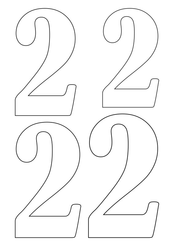 Цифра 2 трафарет для вырезания