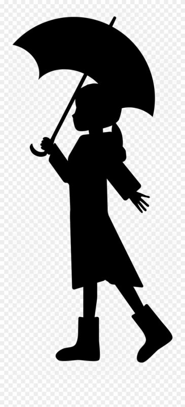 Силуэт ребенка с зонтиком