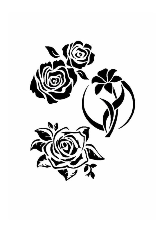 Роза трафарет для рисования