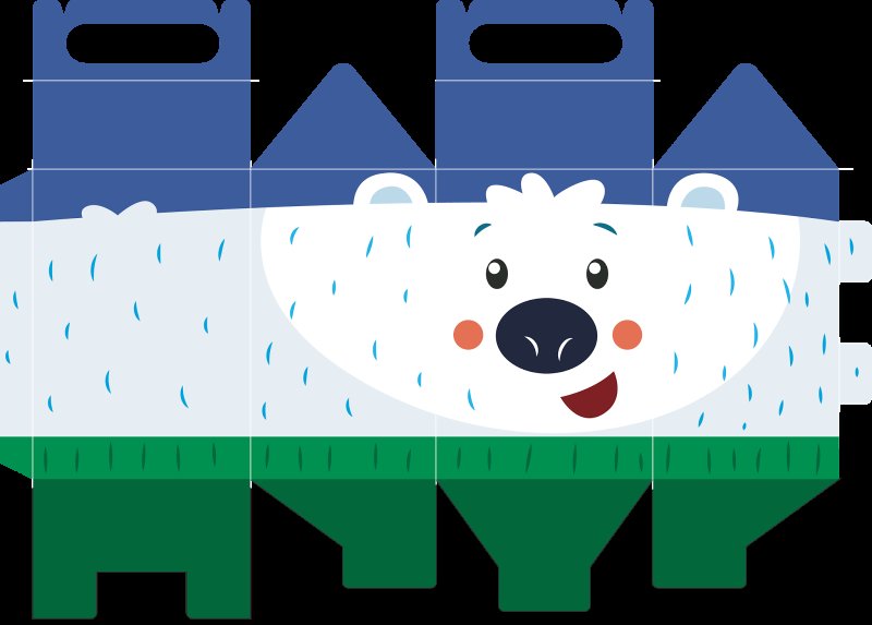 Развертка подарочной коробки на новый год