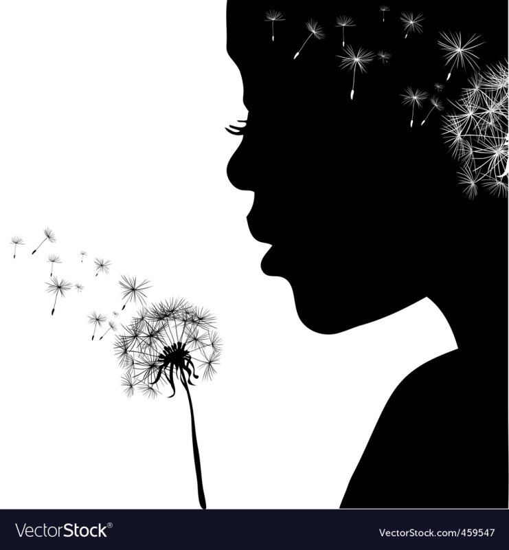 Трафарет девочка с одуванчиком