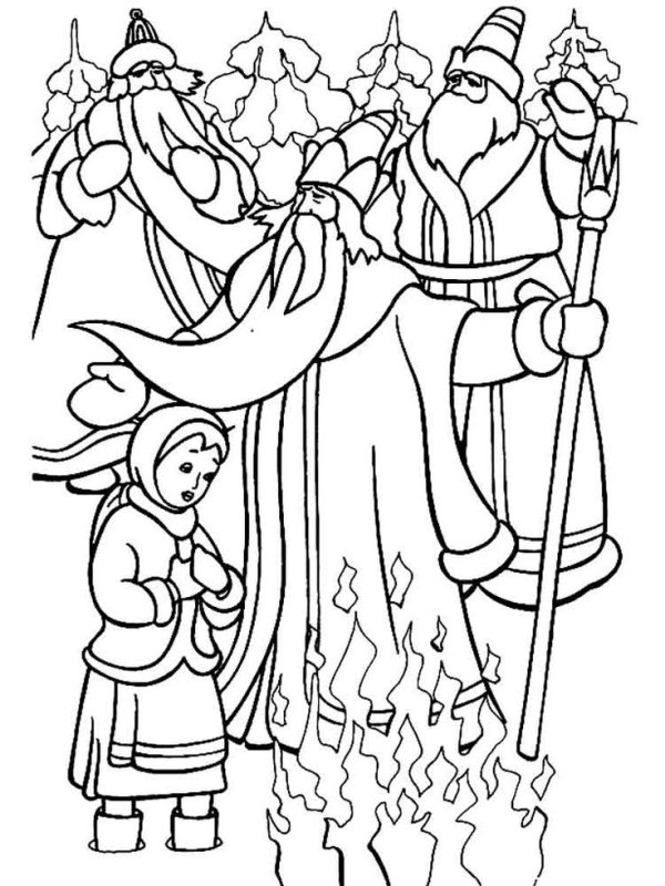 Раскраска к сказке 12 месяцев Маршак