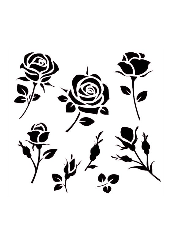 Трафарет розы на стену