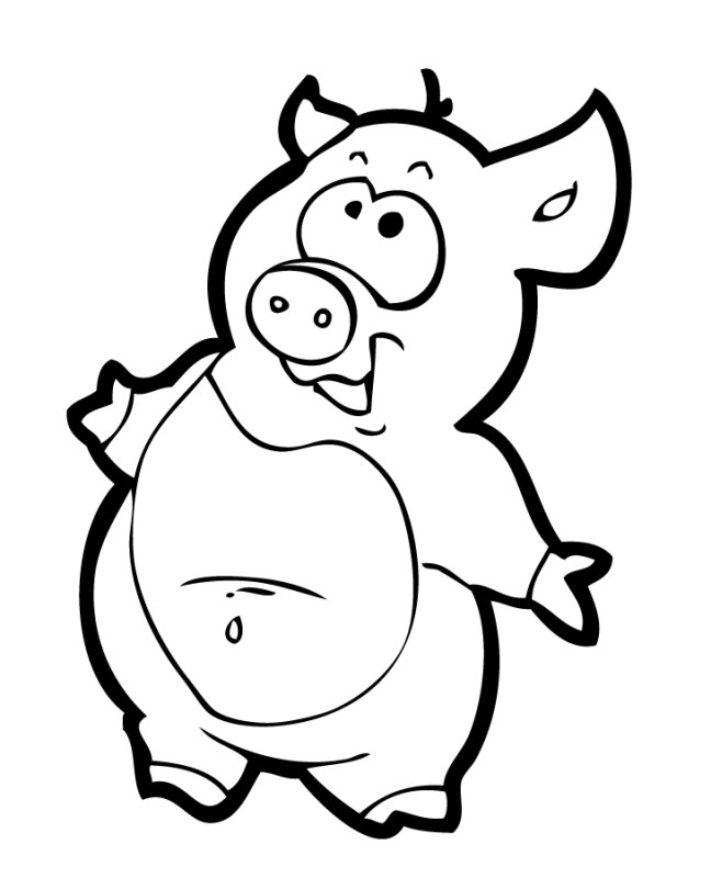 Веселый поросенок раскраска