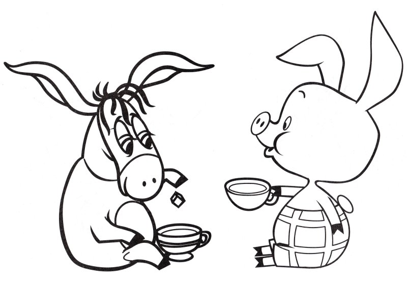 Раскраска Винни пух и Пятачок