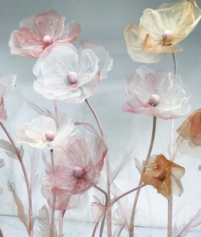 Объемные тканевые цветы