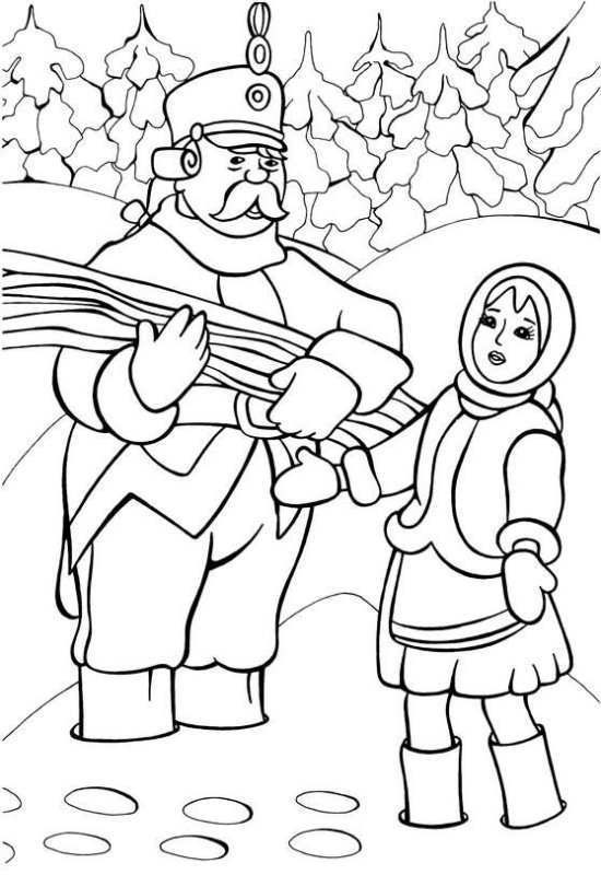 Раскраска к сказке Маршака двенадцать месяцев