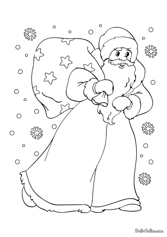 Дед Мороз раскраска для детей