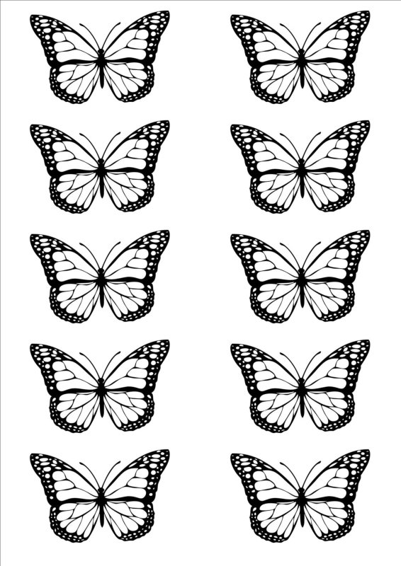 Маленькие бабочки раскраска