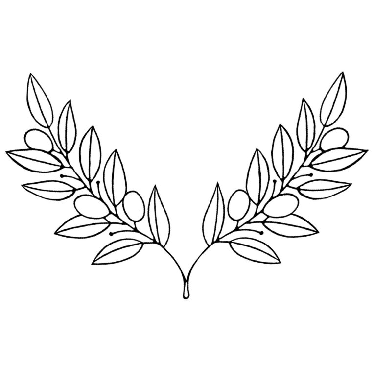 Эскиз веточка с листьями