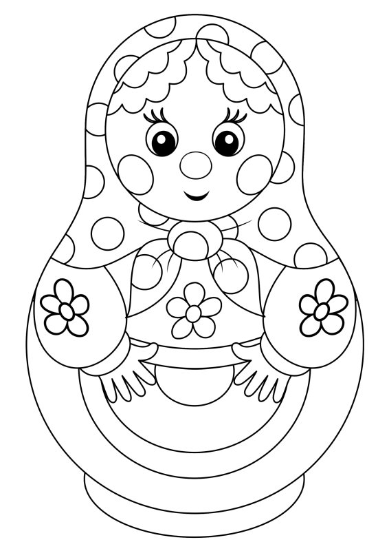 Матрешка раскраска для малышей
