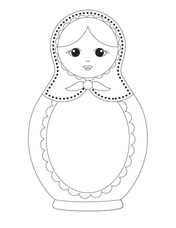 Матрешка раскраска для детей