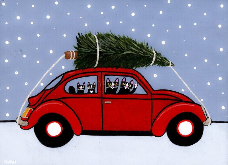 Красная машинка Новогодняя