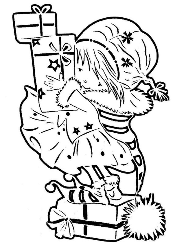 Вытынанки новогодние эльфы и Гномы на окно новогодние