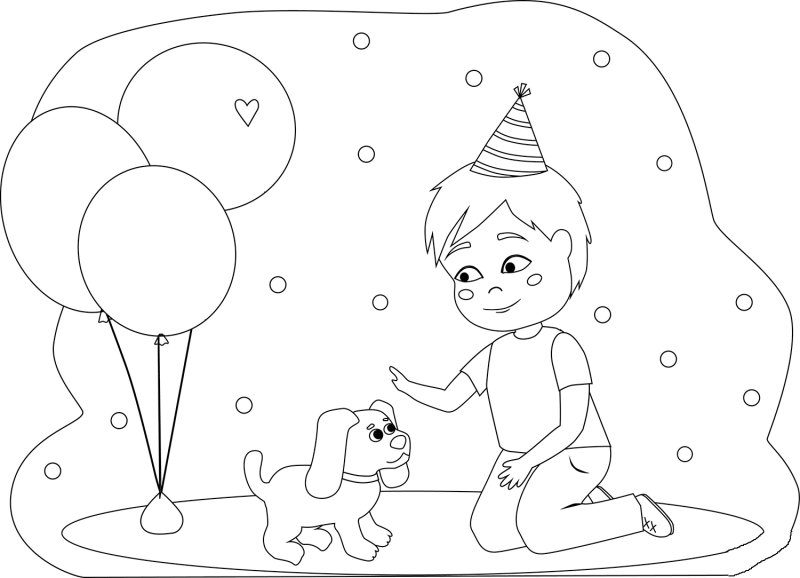 Раскраска девочка с шариками для детей